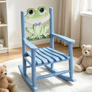 Silla Mecedora Infantil de Madera de Álamo con Diseño de Flor Morada, Mueble Ergonómico y Duradero para Dormitorio o Sala de Juegos - Product Image 1