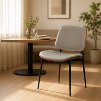 Chaise de salle à manger moderne en fer, chaise design minimaliste avec dossier en cuir courbé pour café, maison, salle à manger, bureau