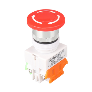 Bouton poussoir d'arrêt d'urgence en forme de champignon rouge 22 mm LAY37-11ZS Y090 en plastique 10A max. Commutateur électronique 1NO1NC actuel - Product Image 2