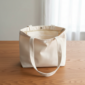 Custom Canvas <b>Tote</b> <b>Bag</b> with <b>Zipper</b> Closure and Polyester Lining Fashion Printed Logo Shopping <b>Bag</b> OEM/ODM Available - Product Image 2