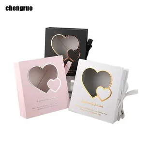 Chengruo Odm Biologisch Afbreekbaar Macaron Donut Pop Hart Venster Opvouwbare Boek Stijl Gift Verpakking Papier Doos Met Lint