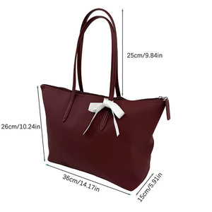 Bolso de mano impermeable para mujer, bolso de hombro de poliéster de gran capacidad, de Color sólido, a la moda, para ir de compras y para ir al trabajo - Product Image 5