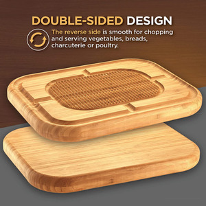 Planche à découper bloc de boucherie à Steak robuste avec <span class=keywords><strong>fente</strong></span> profonde cuisine <span class=keywords><strong>bois</strong></span> plateau épais réversible pointu - Product Image 5