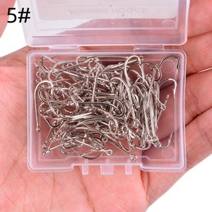 100 pièces/boîte <span class=keywords><strong>Hameçon</strong></span> de pêche en mer à tige longue 1 # -10 #   Hameçons de pêche en acier au carbone, pointus, à ardillon, à profil étroit, pour eau salée - Product Image 6