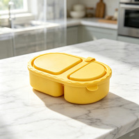 Boîte à lunch en silicone de qualité alimentaire à double compartiment avec couvercle, pliable, anti-fuite, pour pique-nique, usage domestique, 0-1L