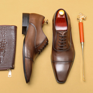 2026 Men's Leather Shoes Genuine Leather Business Formal Leather Shoes Groom's Wedding Thick Soled <b>Height</b> Increasing Derby Shoes - Product Image 2