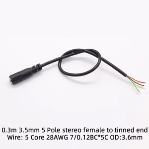 재고 있음 TS TRS AUX 오디오 케이블 2.5mm 3.5mm 모노 스테레오 남성 여성용 - 베어 와이어 오픈 엔드 와이어 AWM 2464 24AWG 28AWG 도매 - Product Image 4