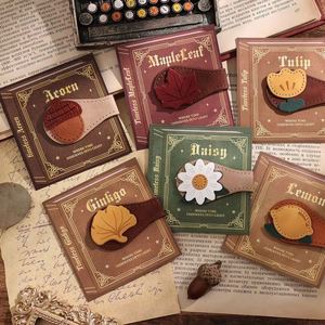 Popular 6 Styles Daisy Maple Magnetic Leather <b>Bookmark</b> PU Leather Magnetic <b>Bookmarks</b> <b>Bookmarks</b> Clip Book Accessories - Product Image 3