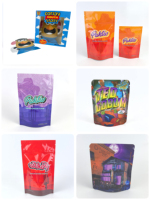 Emballage personnalisé de haute qualité OEM en Mylar découpé sur mesure avec boîtes, emballage de boîtes de 3,5 g, sacs holographiques de 3,5 g avec boîte, sac en Mylar à fermeture éclair