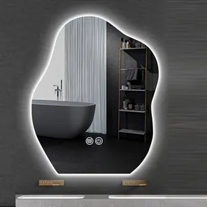 Meubles de maison Décoration de salle de bain Miroir de courtoisie en verre irrégulier rétroéclairé à LED