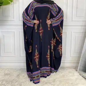 Malaysia & American musulmano abaya kaftan stile plus size abito del manicotto del batwing delle donne allentato stampato il vestito casuale