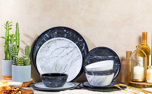 Juego de vajilla desechable de melamina blanca de mármol ecológico elegante y sostenible para fiestas-venta al por mayor - Product Image 3