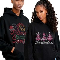 Sweat-shirt personnalisable avec motif étoile en strass thermocollant Bling Merry Christmas Tree