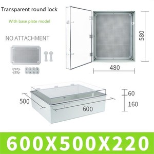 Waterproof outdoor <b>plastic</b> switch box, with base plate, round lock, transparent cover, waterproof electrical box - Product Image 4