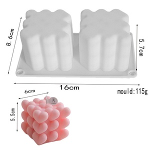 Molde de silicona 3D de 2 cavidades para velas de aromaterapia, yeso, pasteles, mousse, jabón, con diseño de cubo de amor y corazón, para el Día de San Valentín, para hornear y hacer jabón - Product Image 4