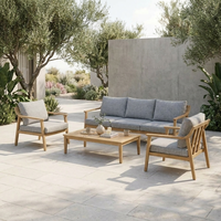 Ensemble de canapés d'extérieur 4 pièces en aluminium avec coussins sandwich de 10 cm, ensemble de conversation pour patio, assise en mousse 22D et coton plat pour jardin