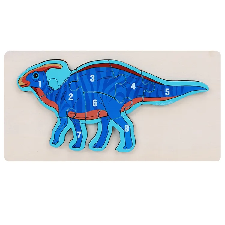 لغز خشبي ثلاثي الأبعاد مع عدد من ألعاب الكرتون الملونة بصور الديناصورات ألغاز ثلاثية الأبعاد
