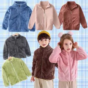 Lông Cừu Dày Trẻ Em Tops Cho Cô Gái Zip-up Cardigan Bé Áo Khoác Mùa Đông Cậu Bé Cô Gái Cao Cổ Phim Hoạt Hình Trẻ Em Áo Khoác Cô Gái Mùa Đông