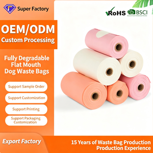 Sacs à déjections canines 100 % biodégradables/compostables à domicile, écologiques, en amidon de maïs, sacs à déjections pour animaux de compagnie biodégradables, 1,5 fibre, 8 rouleaux - Product Image 5