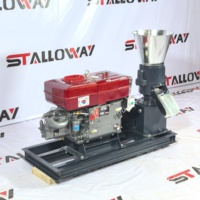 Machine à granulés d'aliments pour animaux STALLOWAY-400 75HP à 4 rouleaux, moteur diesel, pour l'alimentation hors réseau des bovins, des moutons et de la volaille, certifiée CE