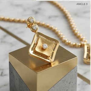 Conjunto de Collar y Pendientes Geométricos de Plata 925 y Oro Italiano - Joyería Fina para Mujer, Regalo de Compromiso y Aniversario - Product Image 4