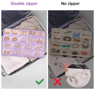 Hanging Jewelry Organizer 88 Pockets Purple <b>Foldable</b> Travel Storage For Earrings Watches <b>Sunglasses</b> Women - Product Image 4