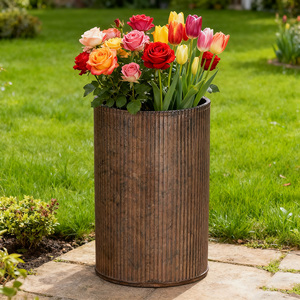 Bán buôn sản phẩm 0.7 gallon kim loại trồng mạ kẽm Chậu Hoa Vườn hiệu ứng rỉ sét với tẩy thiết lập cho vườn nhà - Product Image 2