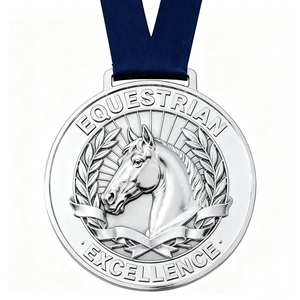Cabeza <span class=keywords><strong>de</strong></span> caballo Premium Diseño <span class=keywords><strong>de</strong></span> corona <span class=keywords><strong>de</strong></span> laurel Excelencia Premio ecuestre Medalla ecuestre en relieve 3D para campeonato y Liga - Product Image 3