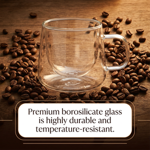 Taza de Café de Vidrio Borosilicato de Doble Pared, Diseño Minimalista con Efecto Flotante, Resistente al Calor, Asa Aislada, para Adultos, Té, Latte - Product Image 3