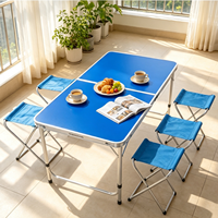 Ensemble de table et chaises pliantes en alliage d'aluminium blanc et bleu, réglables, modernes, imperméables, pour le camping en plein air, la plage, le café, le jardin, la salle de sport