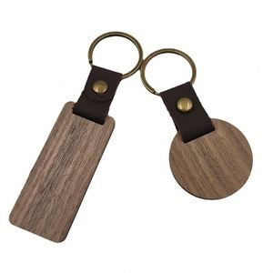 Llavero de Madera Personalizado con su Logotipo, Nogal Negro con Cuero, Cadena de Metal con Logotipo Grabado con Láser - Product Image 3