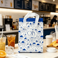 Op maat bedrukte, geïsoleerde koeltas van non-woven materiaal, thermische lunchtas voor bubble tea, koffieshop, afhaalmaaltijden en drankenbezorging.