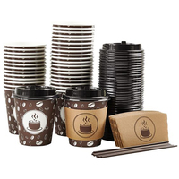 6oz 8oz 12oz gobelets en papier jetables à double paroi avec logo personnalisé gobelets en papier pour café chaud avec couvercle et sac kraft à emporter