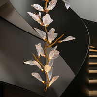 Lustre suspendu en forme de branche et de feuille, design contemporain, pour décoration intérieure, hôtel, escalier, hall, mariage, villa