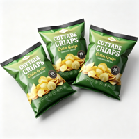 Sachet en plastique à soufflet avec fermeture centrale imprimé sur mesure pour l'emballage de chips, de croustilles et de snacks soufflés