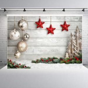 Chimenea de pared Chic gris, árbol de Navidad, vela, regalo, juguetes para bebés, suelo de madera, Fondo de foto para fiesta, sesión fotográfica - Product Image 2