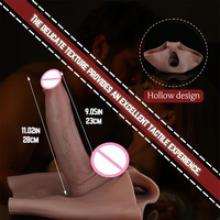 Pantalones de silicona de cintura alta para hombre con funda realista para pene, funda artificial para pene con orificio