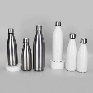 Stainless Steel Vacuum Insulated Water Bottle Minimalist Design Travel Use Double Wall <b>Thermos</b> White And Silver Colors - Product Image 1