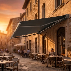 Parasol <span class=keywords><strong>motorisé</strong></span> à bras articulés <span class=keywords><strong>avec</strong></span> cantonnière optionnelle pour terrasse et jardin résidentiels – Fournisseur fabricant - Product Image 1