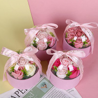 AYOYO Bouquet de fleurs de savon rondes de luxe en boîte cadeau - Savon artisanal en forme de roses parfumées et décoratives Cadeau de la Saint-Valentin 2026