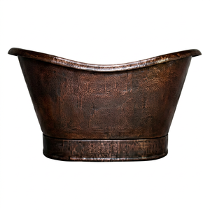 Baignoire autoportante ovale de luxe en cuivre antique à pattes, style classique marron, pour adultes, artisanat indien, CH-799, avec couvercle - Product Image 1