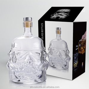 <span class=keywords><strong>Botella</strong></span> <span class=keywords><strong>de</strong></span> Vidrio Transparente Creativa con Forma <span class=keywords><strong>de</strong></span> <span class=keywords><strong>Calavera</strong></span> para Vino, Brandy, <span class=keywords><strong>Vodka</strong></span>, Tequila, 700 ml, Cristal Blanco, con Corcho - Product Image 2