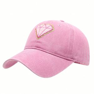 2025 New Arrival Women Lady Retro Diamond Patch Washed Cotton Baseball Cap Fashion Trendy Outdoor Sunshade Sports <b>Hat</b> - Product Image 5