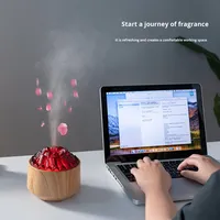 Humidificateur ultra-silencieux en bois de charbon de bois simulé, pour la maison, la chambre à coucher, volcan, huile essentielle, aromathérapie, machine USB