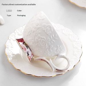 Juego de Taza y Platillo de Cerámica Retro, Estilo Europeo, Taza para Latte, Taza para Americano Helado, Juego de Vajilla para el Hogar - Product Image 4