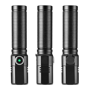 Lampe torche tactique en alliage d'aluminium, mini lampe torche LED rechargeable par USB, portable, durable, éclairage extérieur pour le camping et la randonnée - Product Image 2