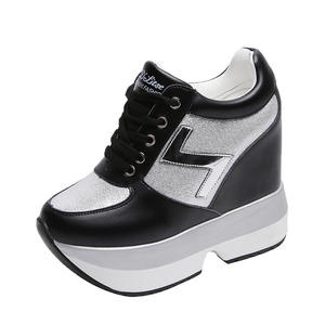 Xuanhui Nouvelles Baskets de Sport Décontractées à Lacets pour Femme, Plateforme <span class=keywords><strong>Compensée</strong></span> Épaisse et Confortable pour un Gain de Hauteur - Product Image 6