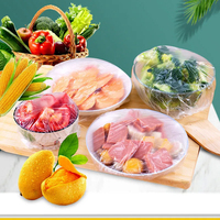Housse Alimentaire Jetable de Qualité Alimentaire, Sac de Conservation pour Fruits et Légumes, Bols et Tasses, Sac de Maintien au Frais Élastique en Plastique Transparent Minimaliste pour Cuisine