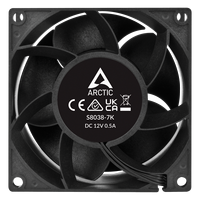 ARCTIC S8038-7K Server Lüfter, 80x80x38mm, 500-7000 U/min, PWM Geregelt, 4-Pin Anschluss, 12 V DC-Schwarz