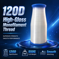 Hilo de Coser Invisible de Nylon 6 Monofilamento 120D Transparente, de Alto Brillo, Suave, Alta Tenacidad y Antibacteriano, Venta al Por Mayor de Fábrica